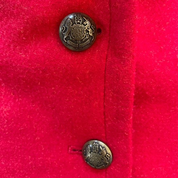 Talbots Wool Blend Notch Collar Equestrian Holiday 2 Button Blazer Christmas red - Picture 9 of 10